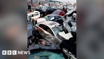 BBC News Top Stories-World Dozens of cars pile up after icy Chinese highway crash